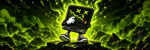One LAPFLOP mascot on a stone pedestal, surrounded by a glowing green aura.